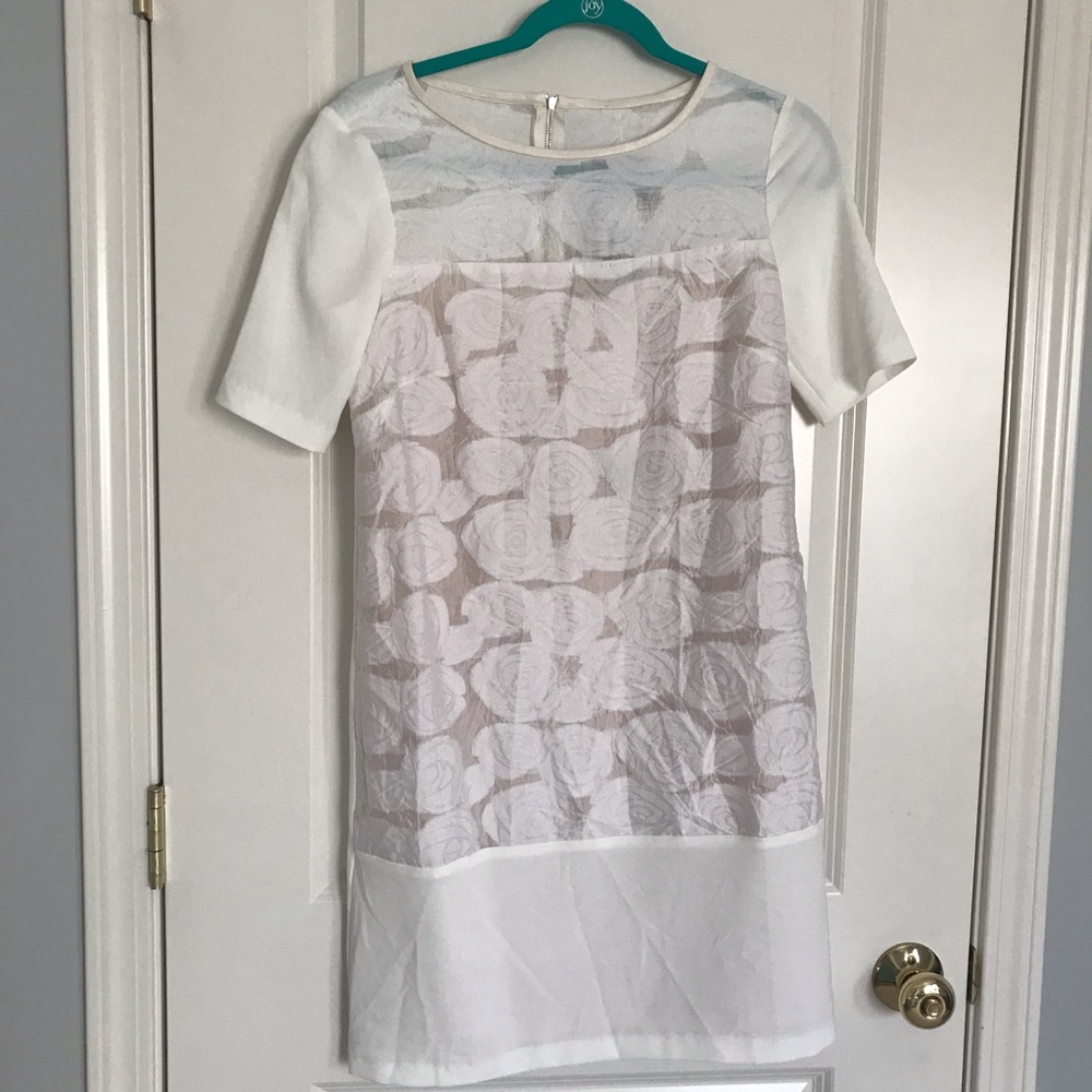 Cream dress with roses